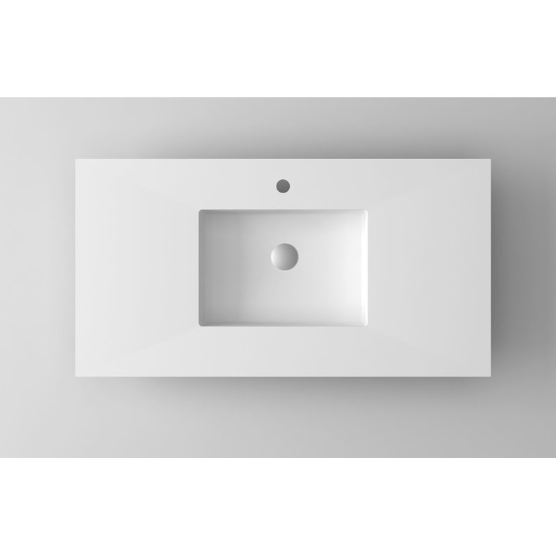 42 Solid Surface Material 1 Single Bathroom Vanity Top Yes Sink, Matte White