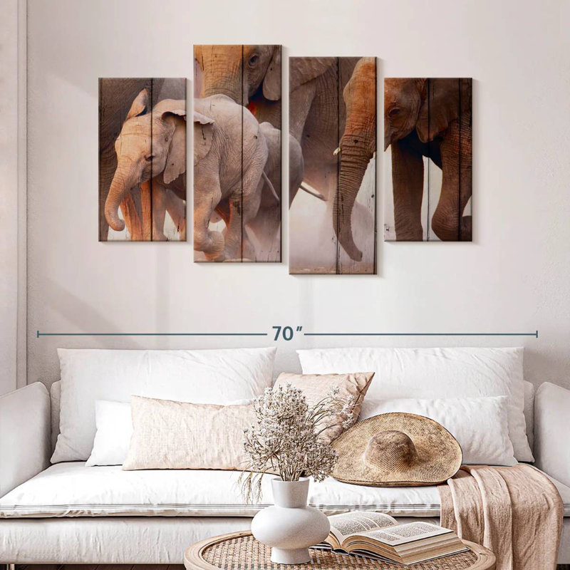 Éléphant Brampt sur la texture du bois