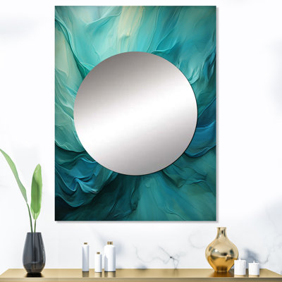 Kendryk Turquoise Tranquility V - Landscapes Unique Wall Mirror, Teal Mirror, Printed Metal Art