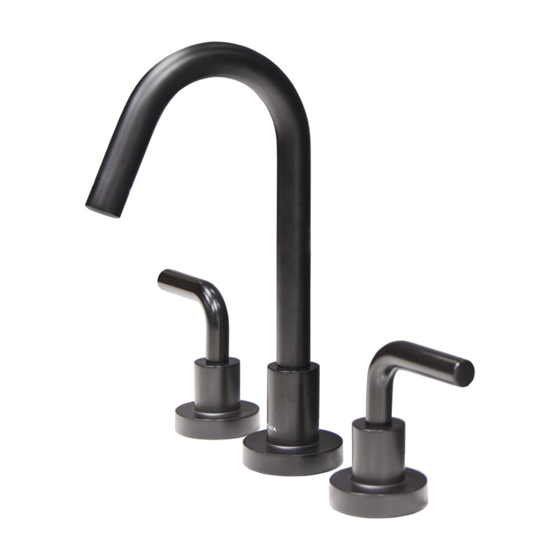 Cigno Widespread Bathroom Faucet with Drain Assembly, Matte Black