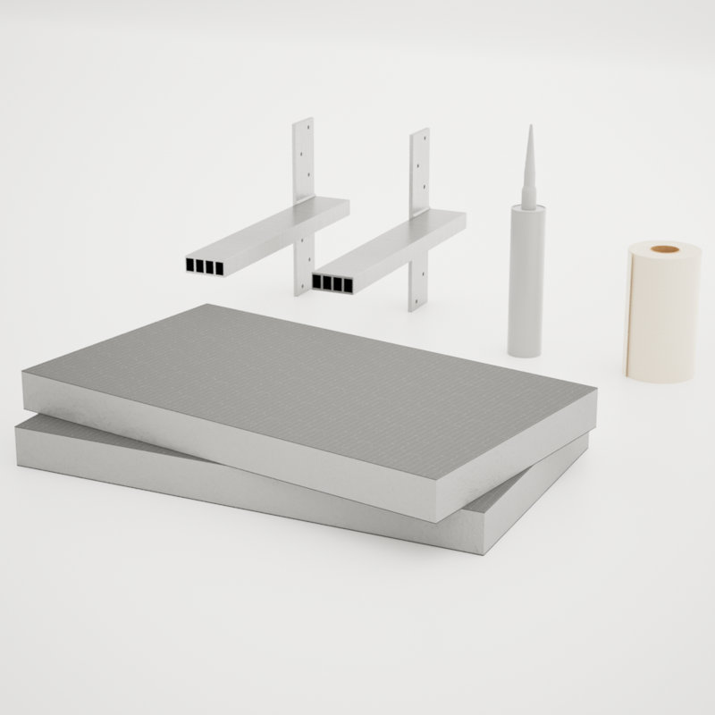 Floating Shower Bench Kit® with Concrete Mesh Board® - The Original™ Shower Bench Bracket® (12x24")