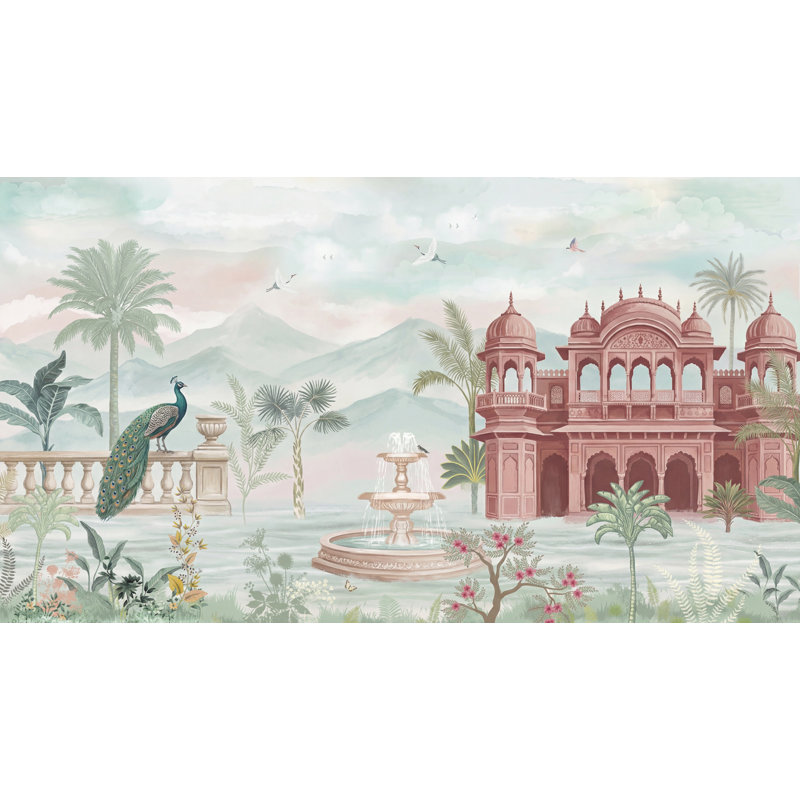 Papier peint indien avec pastel, paysage indien, 140 po x 108 po, Peler et coller
