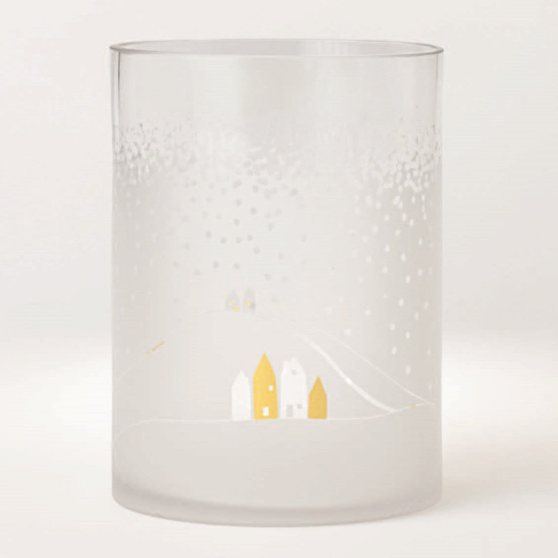 Snowy Day Frosted Glass Tabletop Candle Holder
