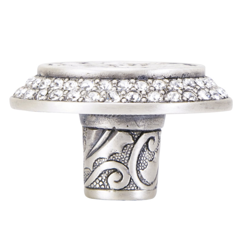 ROOKWOOD KNOB; DECORATED WITH SWAROVSKI® CLEAR CRYSTAL; MATTE, Silver