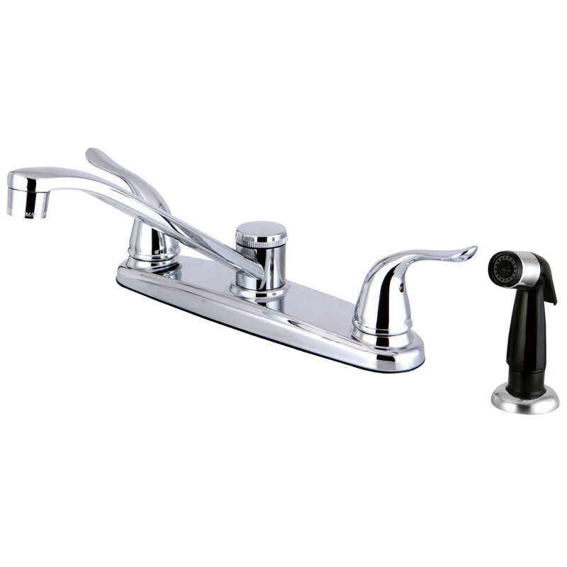 Kingston Brass Yosemite Two-Handle 4-Hole 8" Centerset Kitchen Faucet with Side Sprayer
