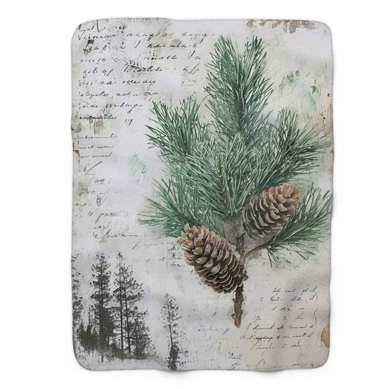 Couverture de sherpa de qualité supérieure Pine Forest Symphony, Grand lit