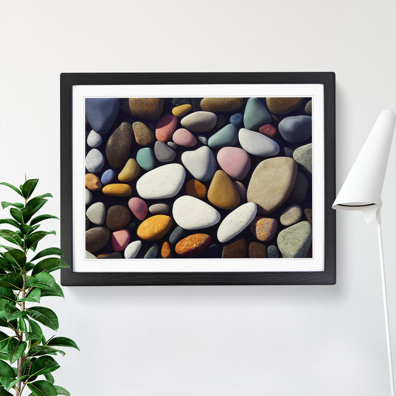 XH1022-6859X Pebbles By The River Vol.2 - Single Picture Frame Print, 46cm H x 64cm W x 2cm D, Black