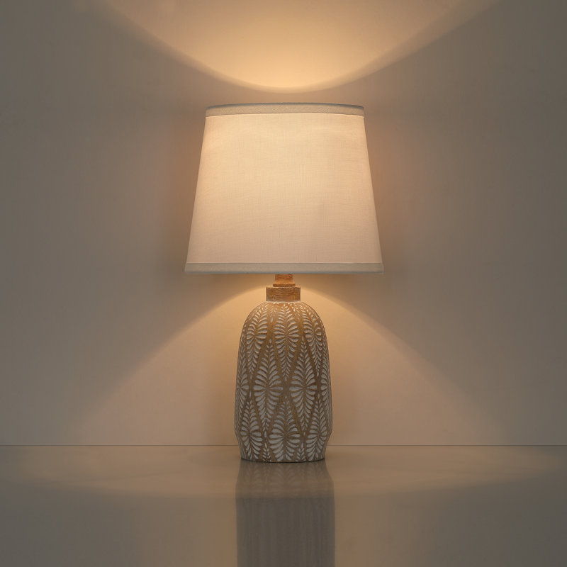 Lampe de table en céramique Cheria, Couleur du bois