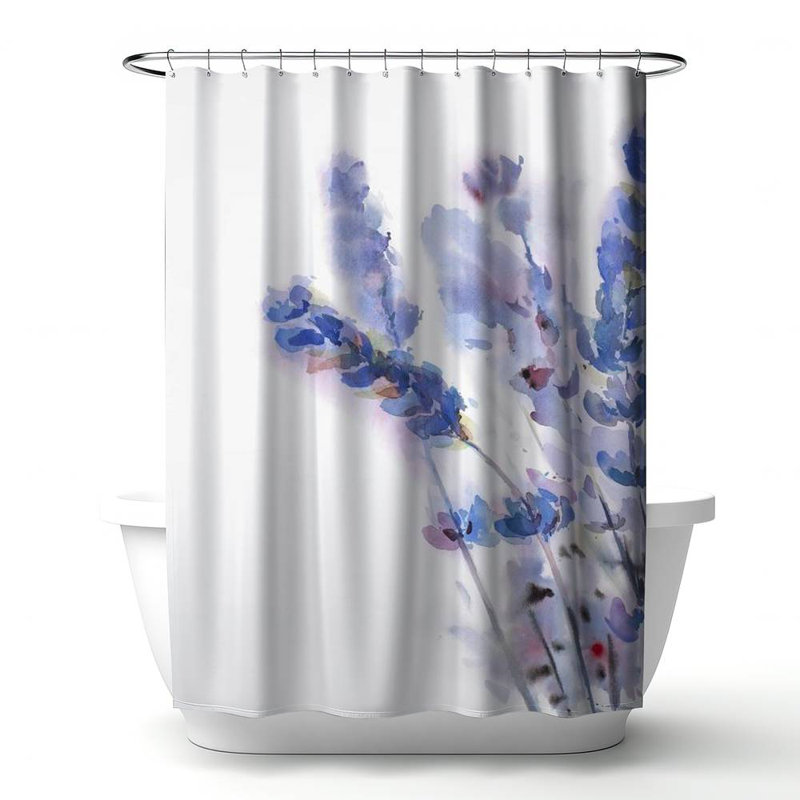 Floral – Polyester Shower Curtain, Dye Sublimation Print, 71" W × 74" L