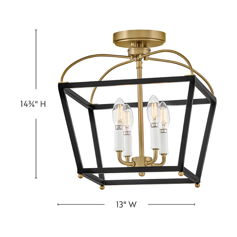 Tate 4-Light Semi-Flush Mount Two-Tone Ceiling Light