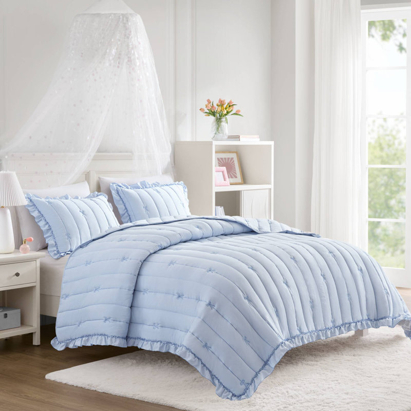 Ensemble de courtepointe réversible Liv, Bleu, Courtepointe double