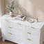 Commode cannelée à 7 tiroirs pour chambre à coucher, meuble télé 47 po avec pieds réglables et poignée en métal-85271400