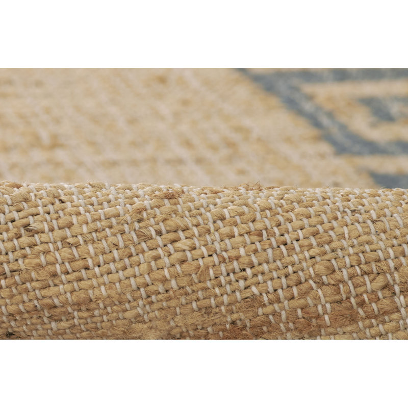 Erin Gates by Momeni Orchard Greek Key Jute and Wool Hand Woven Blue Area Rug, Rectangle 2' x 3'