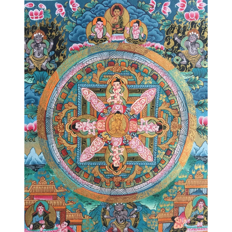 L'enfant de Bouddha Mandala (Brocadeless Thangka)