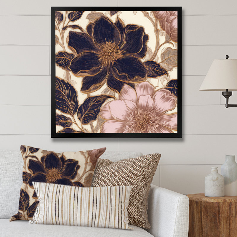 Blue Pink Pe pivons Celebration, reproduction d'art sur toile, H 24 po x l 24 po x P 1 po, Cadre photo noir