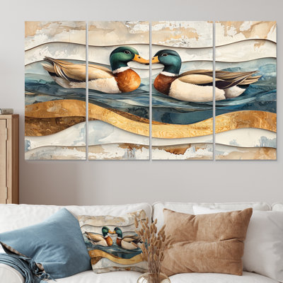 «Ducks Love The Lake Landscape I», art mural animaux de canard - ensemble de décorations murales modernes