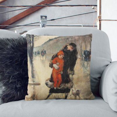 Mother With Child Square Throw Cushion