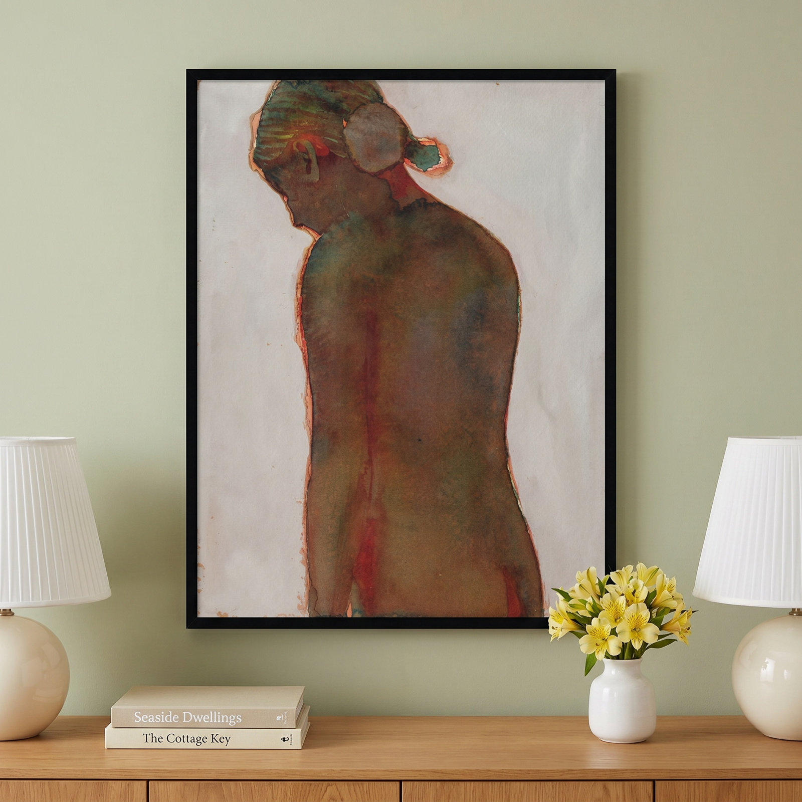 Figure by Dean Graham, 41" H x 32" W, Black Framed