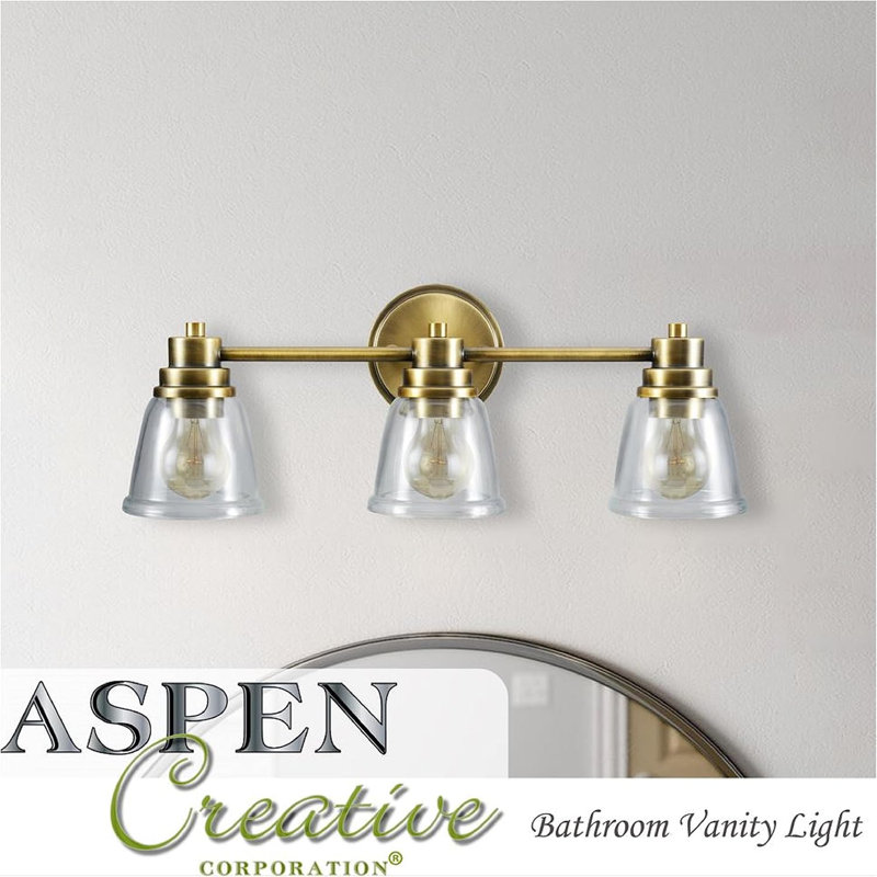 Brushed Nickel 3-Light Vanity Fixture with Clear Glass Shades