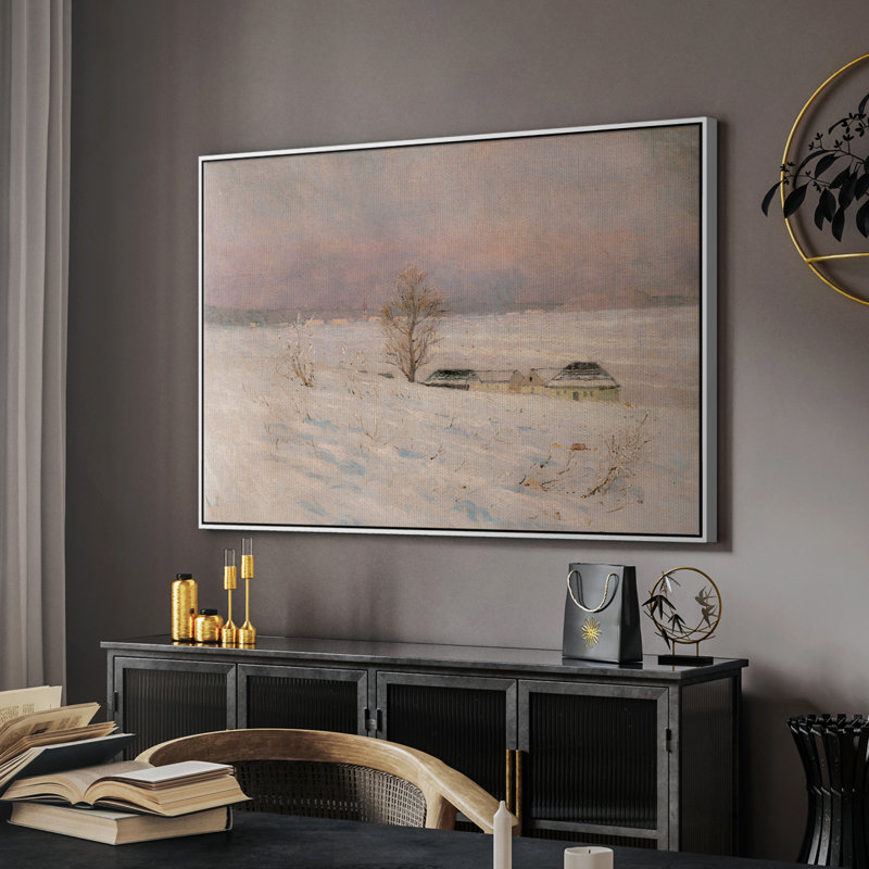 Paysage rétro - cmxviii, H 27 po x l 41 po x P 2 po, Toile encadrée flottée blanche