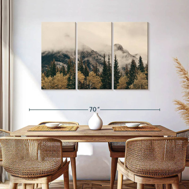 Foggy Banff National Park, ensemble de 3 pièces sur toile, H 36 po x l 57 po x P 1,25 po