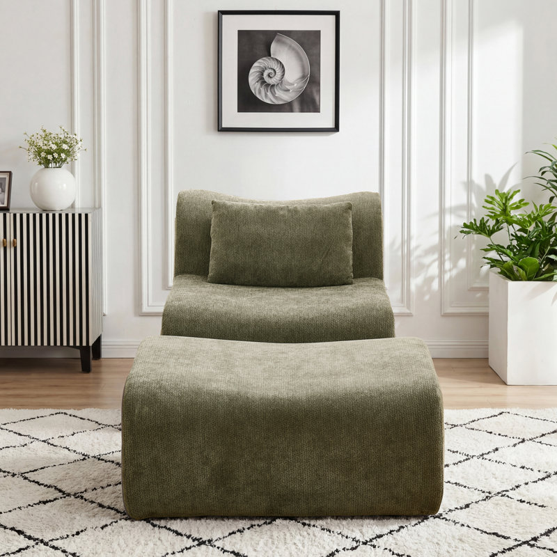 Ensemble de fauteuil d'appoint et repose-pieds Wiliams, Vert