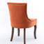 Paire de chaises de salle à manger latérales en orange, housse de siège en tissu épaissi, garniture cloutée bronze, support de pieds en bois massif, 28,6 po Profondeur de l'emballage, largeur de 22,4 po, hauteur de 21,24 à 35,08 po, 2 pièces, tissu, pieds,-607799105