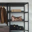Système de penderie avec cadre en métal thermolaqué, rangement extra profond, eau et chaleur, panneau Stain Scratch E0, 2 fois plus épais, fabrication modulaire, couleur rustique, profondeur 17,57 po, 141,74 po