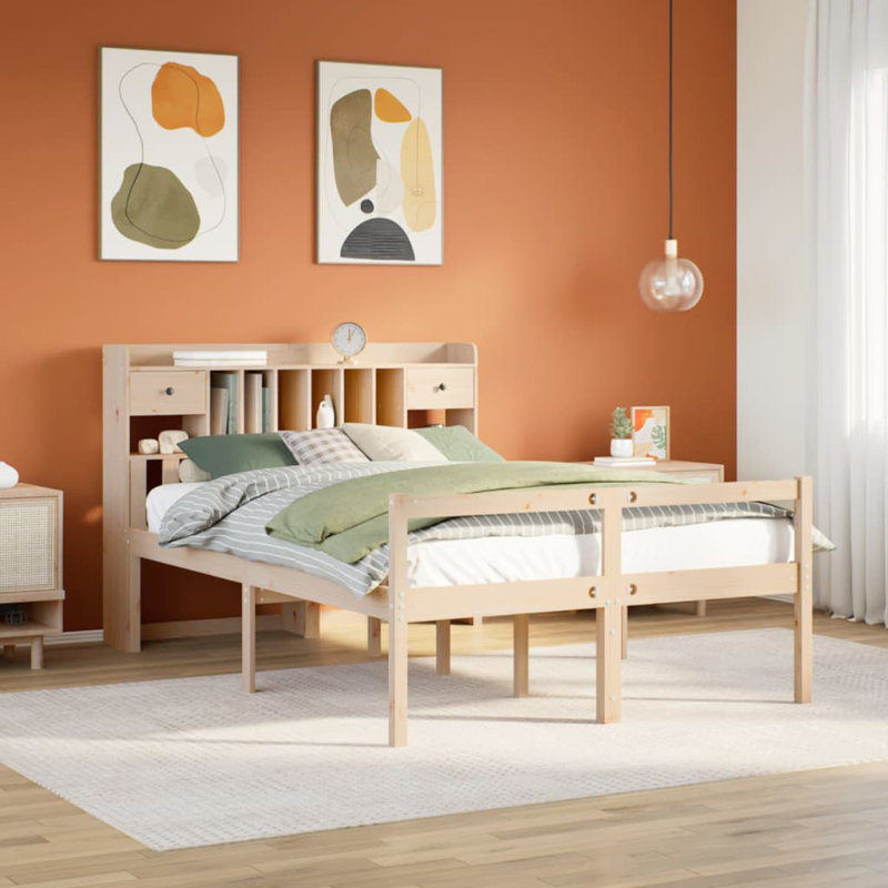 Bookcase Bed Without Mattress Solid Wood Pine, 146 x 228.5 cm