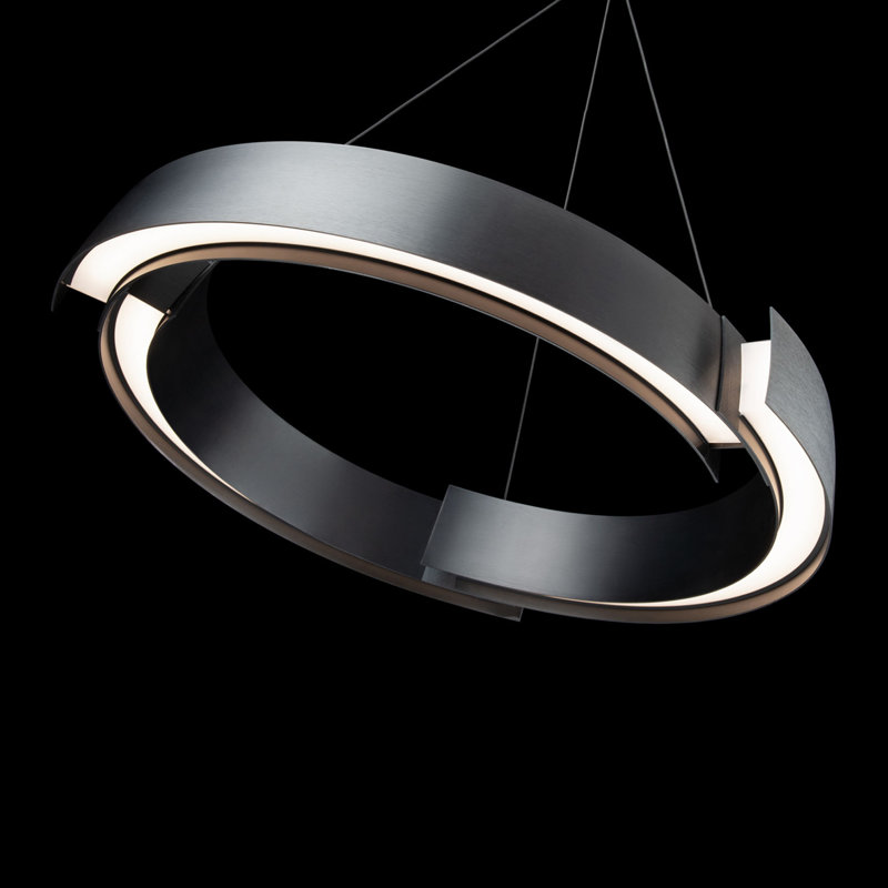 Eclipse Black Crystal LED Pendant Light with Acrylic Diffuser