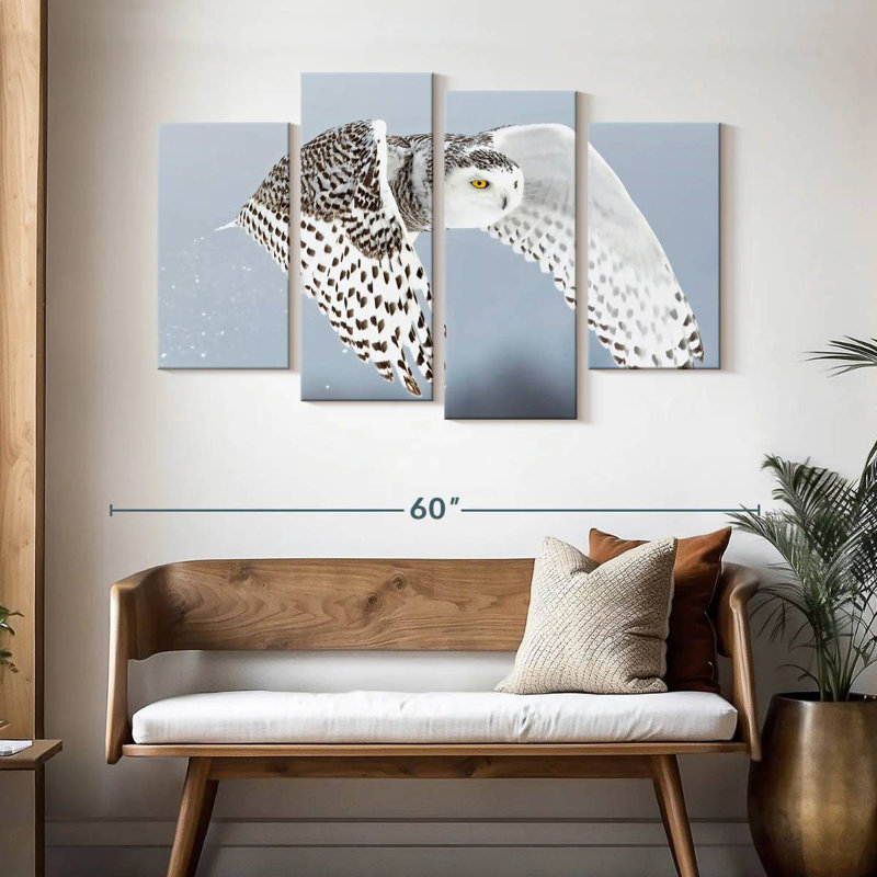 White Snowy Owl, 32" H x 52" W