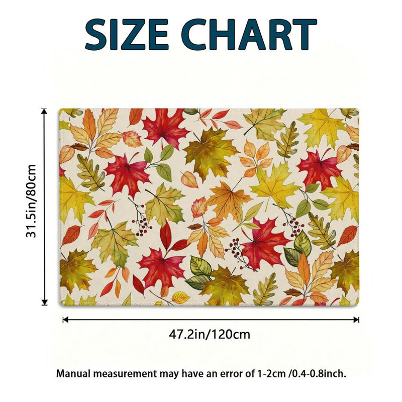 Tapis de cuisine antidérapant 120 x 80 cm, motif de feuilles d'érable colorées d'automne