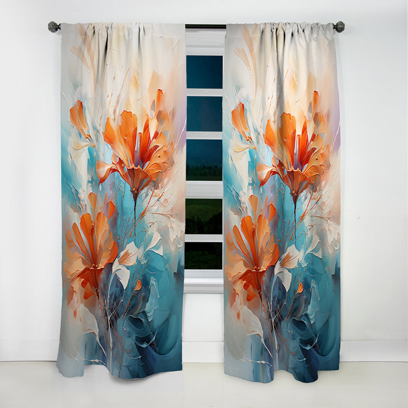Beige et bleu chuchotement brise I - rideau occultant abstrait impressionnisme - 1 panneaux, L 52 po x L 120 po