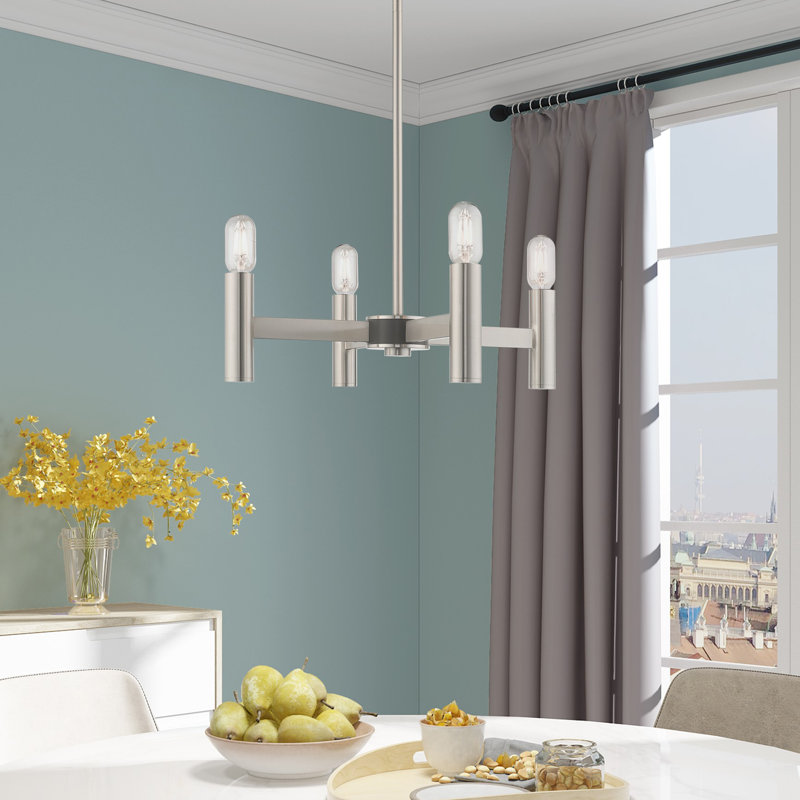Martella 5-Light Chandelier, Nickel brossé, H 6 po x l 20 po x P 20 po