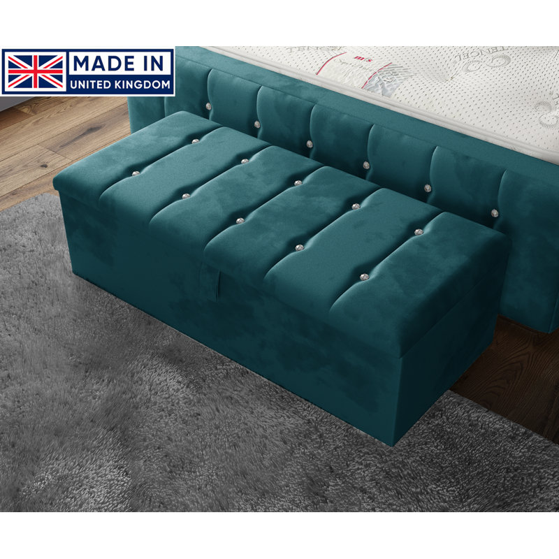 Tullyrusk 102cm Wide Tufted Rectangle Striped Standard Ottoman with Storage, Mallard