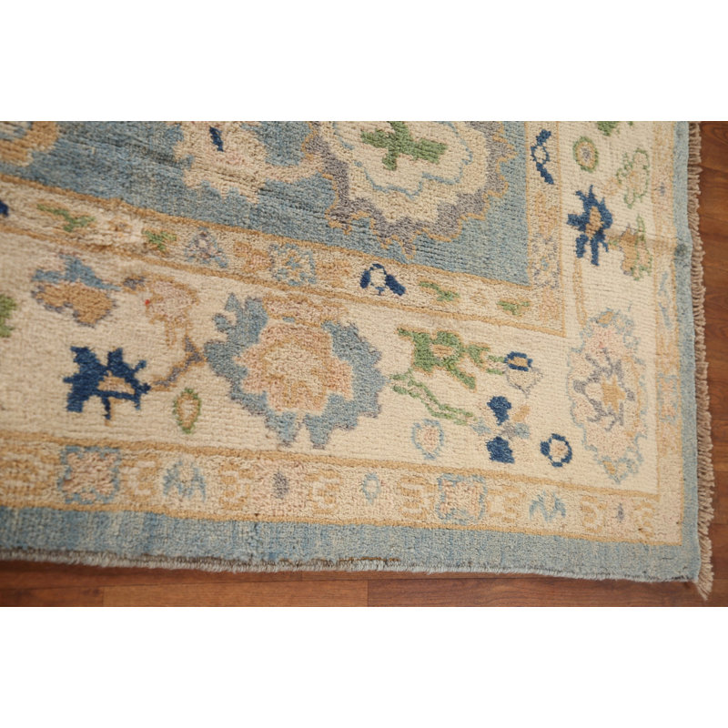 Handmade Blue Oushak Turkish Area Rug 9