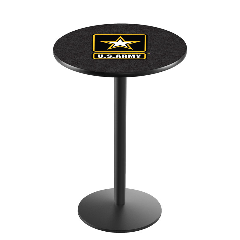 Table de salle à manger à hauteur de barre militaire H 30 po, Armée des États-Unis, Noir froissé