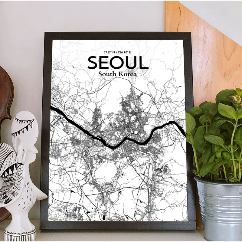 Seoul City Map - No Frame Print, 43.2cm H x 27.9cm W x 0.1cm D