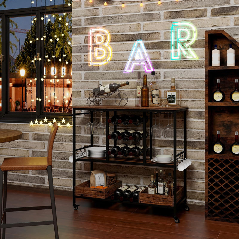 Alys Metal Bar Cart, Brown
