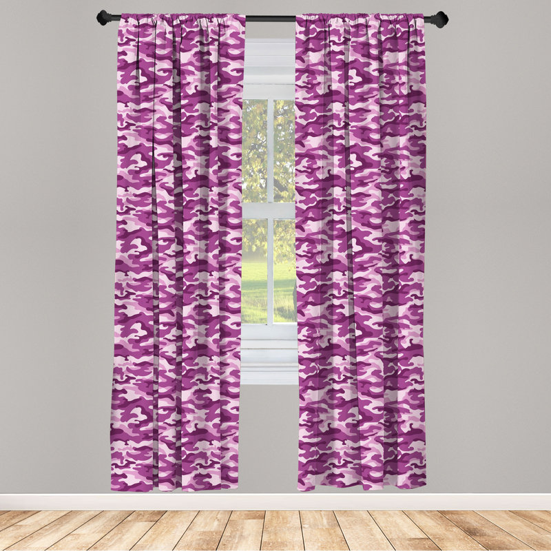 Camouflage Semi-Sheer Rod Pocket Curtain Panels, 28" x 63"