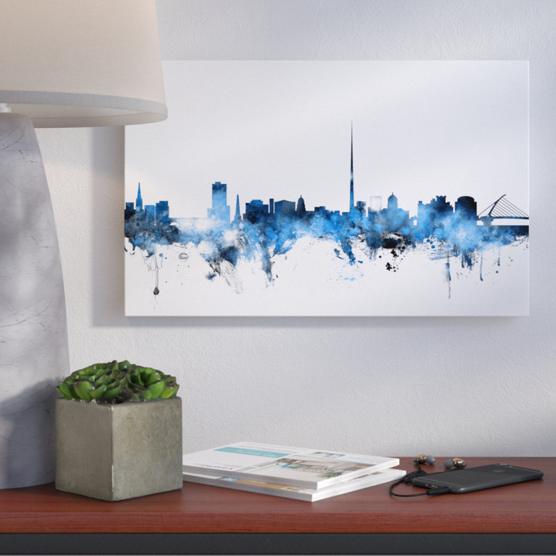« dublin ireland horizon white », impression sur toile tendue, H 12 po x l 19 po x P 2 po