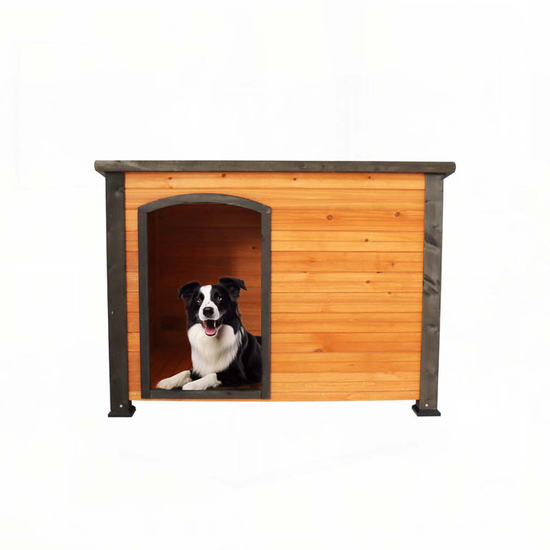 Niche pour chien 45 po pour l'extérieur et l'intérieur, sangle d'hiver avec pieds surélevés, grand chien résistant aux intempéries (rouge doré et noir)