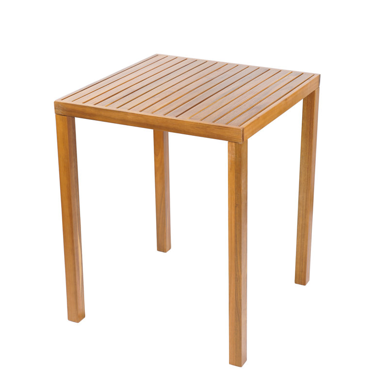 Table de bar d'extérieur en bois, conception rectangulaire, plateau de table à lattes, 39,5 pouces de hauteur, - coloré, 31,5 profondeur et largeur, poids de 29,01 lb, esthétique naturelle, pieds fuselés, finition complémentaire, intempéries,