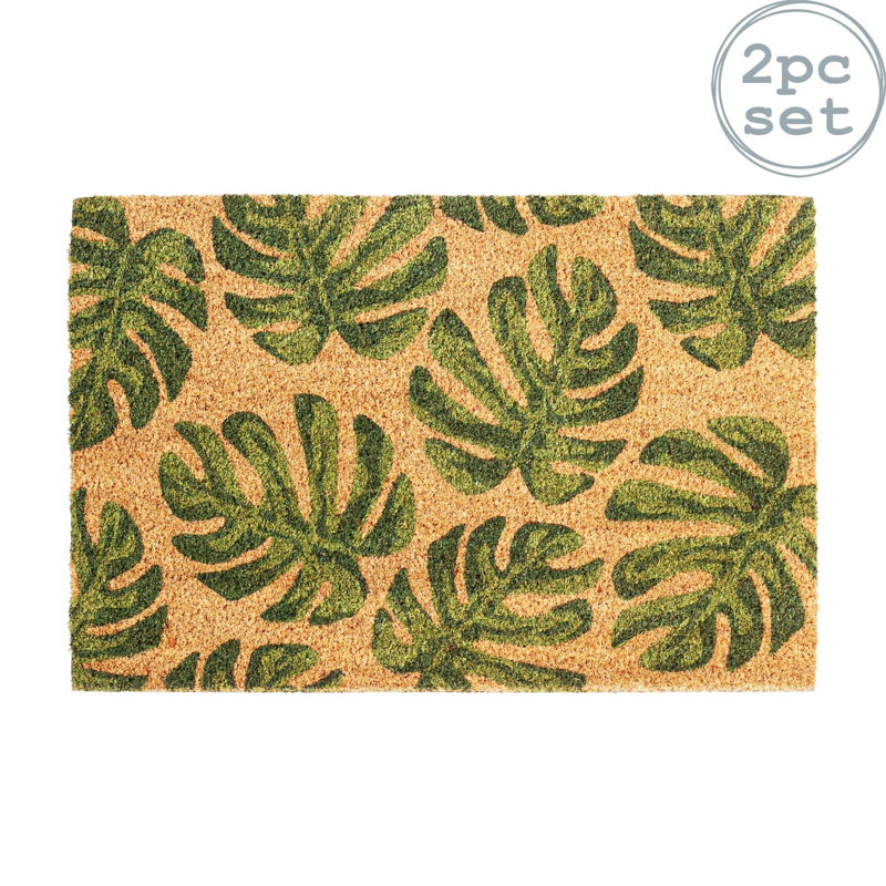 Nicola Spring - Coir Door Mats - Monstera, 40cm W x 60cm L