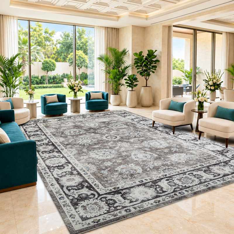 Rectangle Vintage Look Shaggy Indoor / Outdoor Washable Area Rug, Rectangle 160 x 230 cm