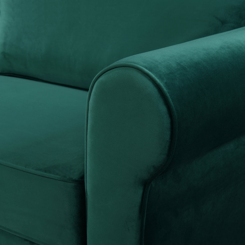 Reva 218.9Cm Rolled Arms Sofa, Green Velvet