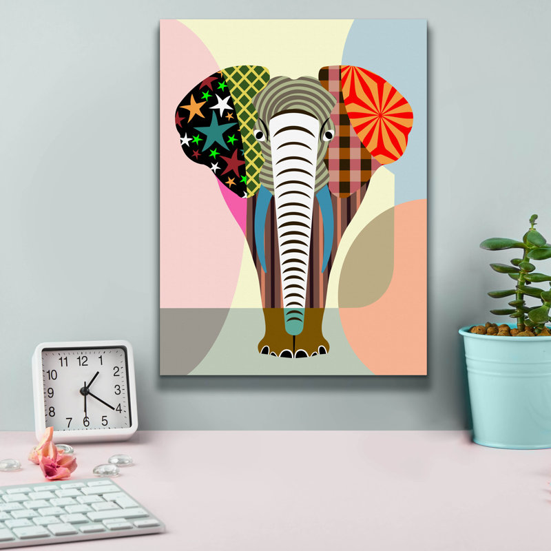 «Elephantidae» par Lanre Adefioye, Epic Graffiti, art mural sur toile, 12 po x 16 po, H 16 po x l 12 po x P 0,75 po