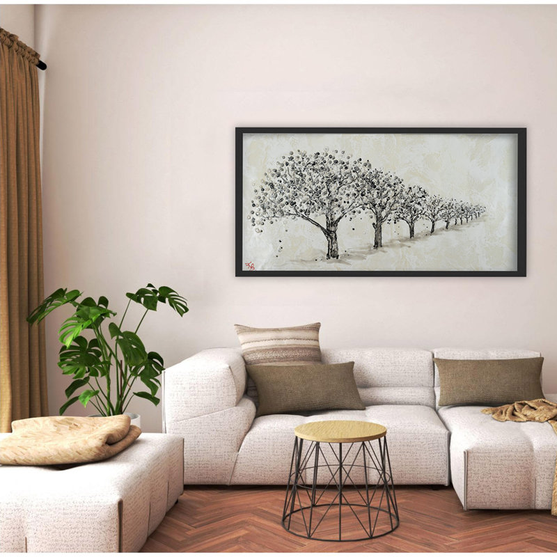 "Echoes of the Forest", art mural sur toile, Cadre flottant noir, H 24 po x l 48 po