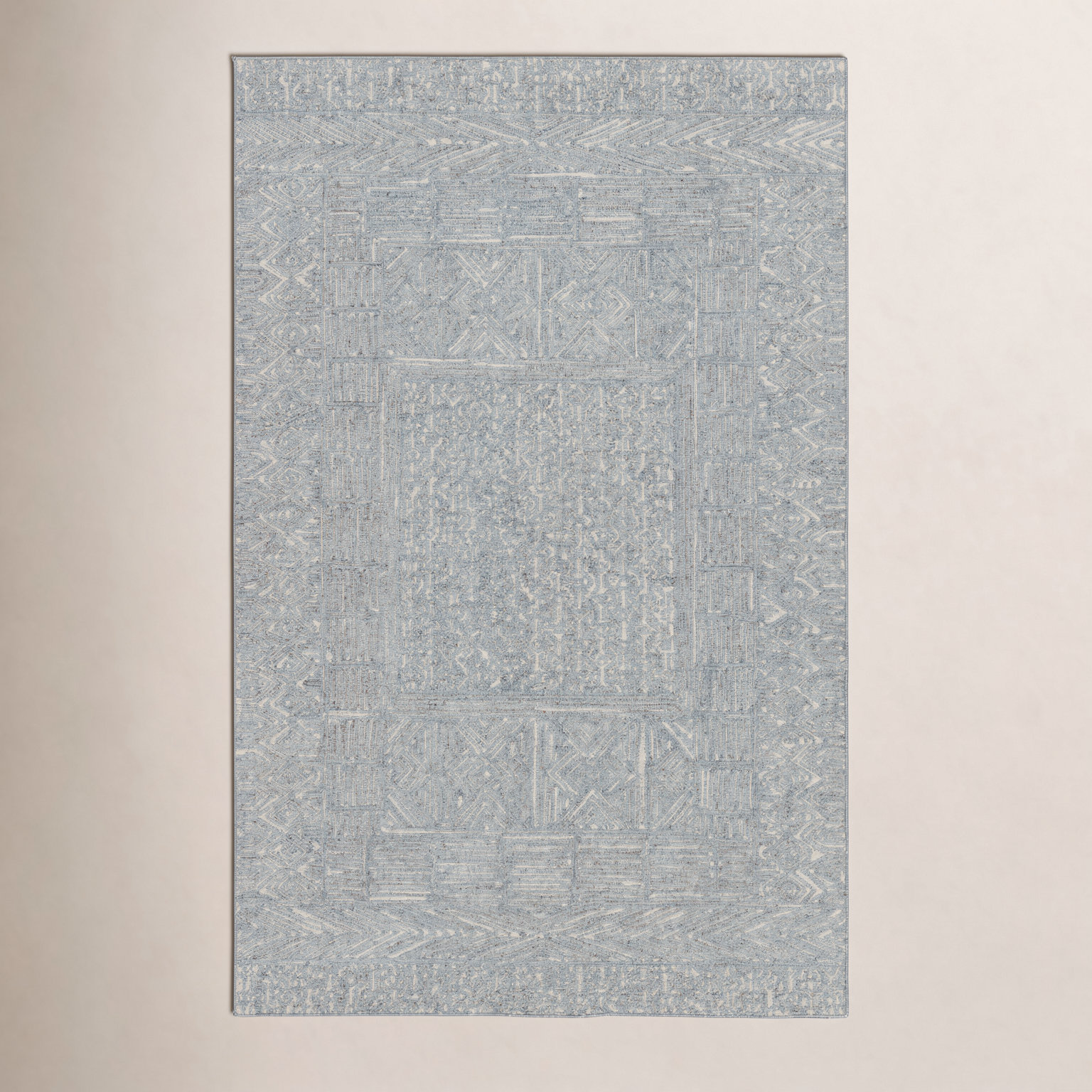 Christie Blue Cream Hand-Tufted Geometric Rug, Rectangle 10' x 14'