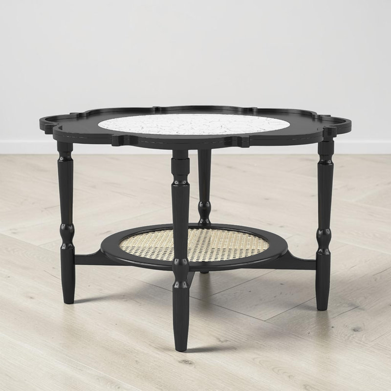 Tray Top Coffee Table With Shelf, Black